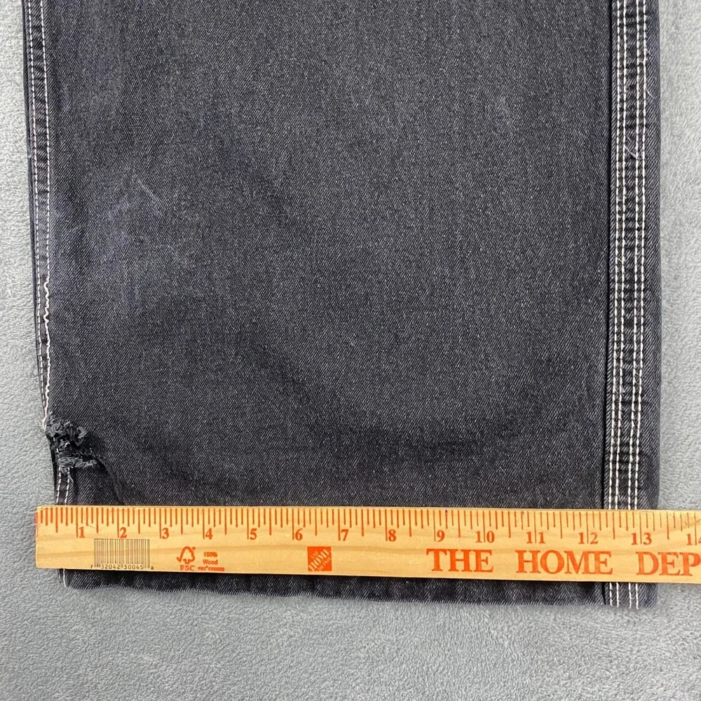 A-Lab Men 40x32 Baggy Skate Jeans Trashed Y2K  Black Embroidered Wide Leg